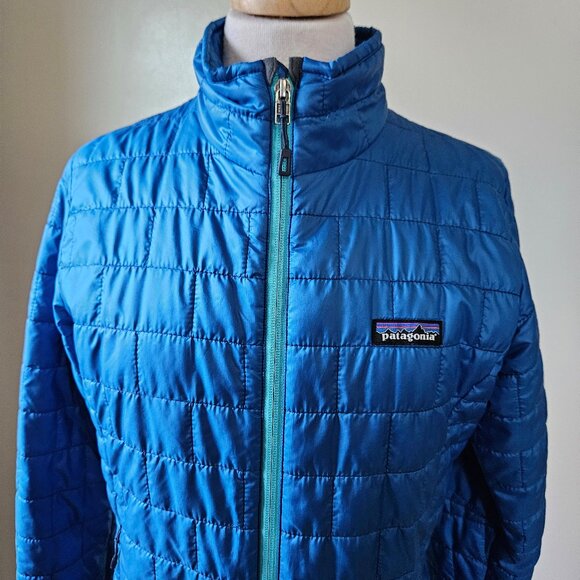 Patagonia Nano Puff Full Zip Up Insulated Jacket Womens Size Medium Solid Blue - Picture 2 of 8